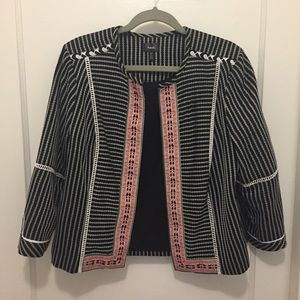 Rafaella striped jacket blazer embroidered Belk LG